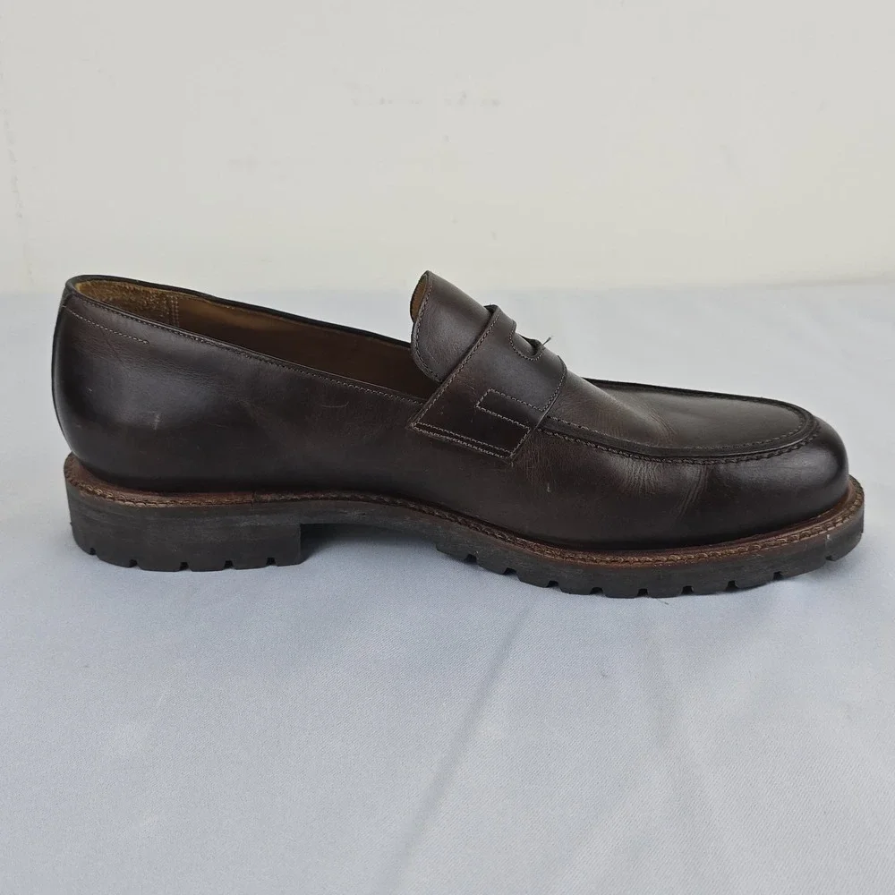 Beckett Simonon Fuentes Penny Loafers Mens 11.5 Brown Leather Lug Sole Shoes